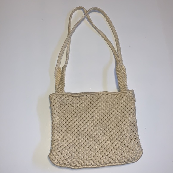 Vintage Handmade Boho Cream Crocheted Purse - Picture 3 of 7
